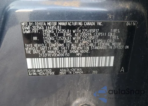 2014 Toyota Rav4 Le from USA, damaged, VIN 2T3ZFREV0EW096150